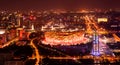 Night view of bird`s nest in Beijing,very beautiful night biwe Royalty Free Stock Photo